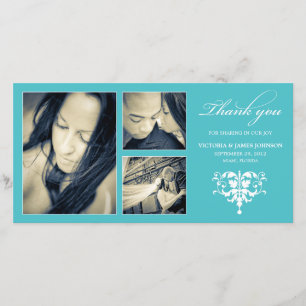 TURQUOISE FORMELL COLLAGE BRÖLLOP TAANK DIG CARD TACK KORT