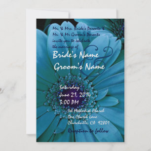 TURQUOISE Gerbera-Daisyns bröllopsinbjudan Inbjudningar