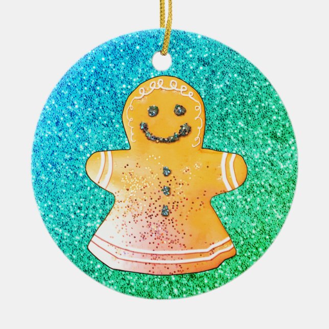Turquoise Gingerbread Girl Ornament (Framsidan)