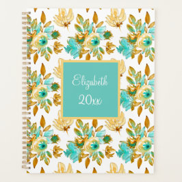 Turquoise & Gold Floral Personalized
