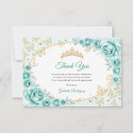 Turquoise Gold Floral Quinceanera Tack Kort