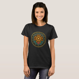 Turquoise Gold Lotus Mandala -Boho Fantasy Graphic T Shirt
