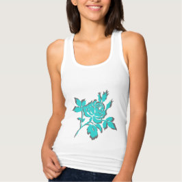 TURQUOISE-& GRÅTT RO-_Womans Tank Linne Med Racerback
