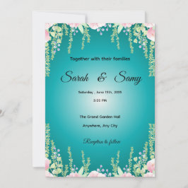 Turquoise Green Floral Wedding Invitation | Elegan Inbjudningar