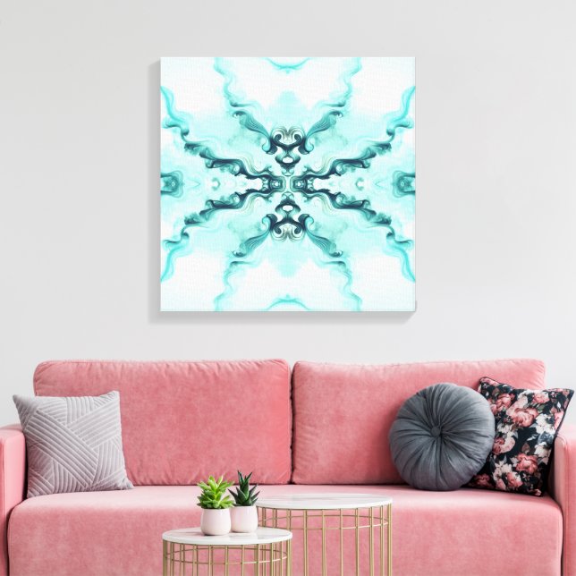 Turquoise Harmony – Artistic Duvet Cover Canvastryck (Insitu (Vardagsrum))