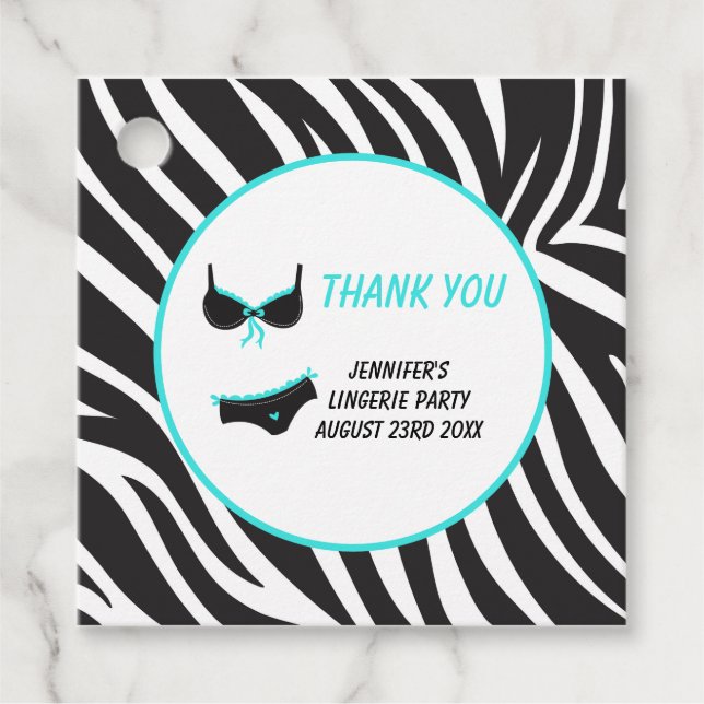 Turquoise Lingerie Party Thank You Gåvor Etiketter (Framsida)
