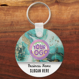 Turquoise Marble Branding Elegant Business Logo Nyckelring