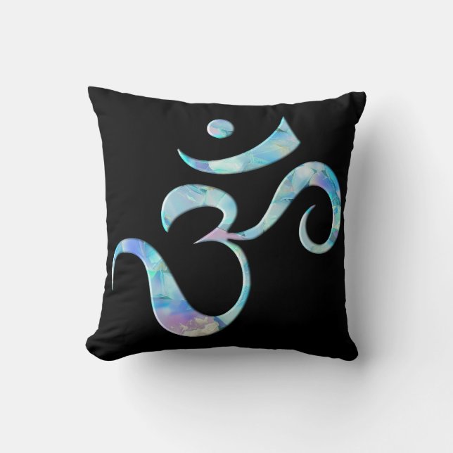 Turquoise Marbled Om Kudde (Framsida)