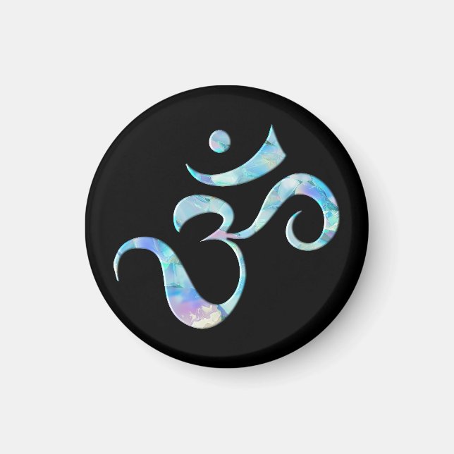 Turquoise Marbled Om Magnet (Framsidan)