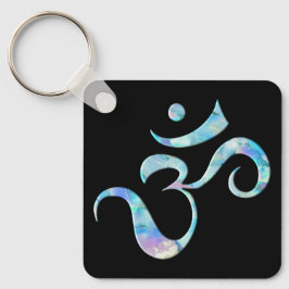 Turquoise Marbled Om Nyckelring