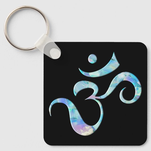Turquoise Marbled Om Nyckelring (Framsida)