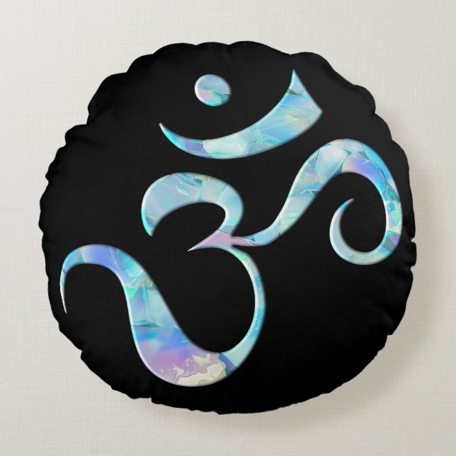 Turquoise Marbled Om Rund Kudde (Framsidan)