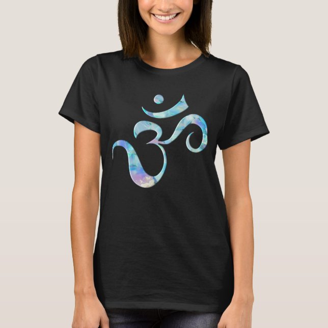 Turquoise Marbled Om  T Shirt (Framsida)