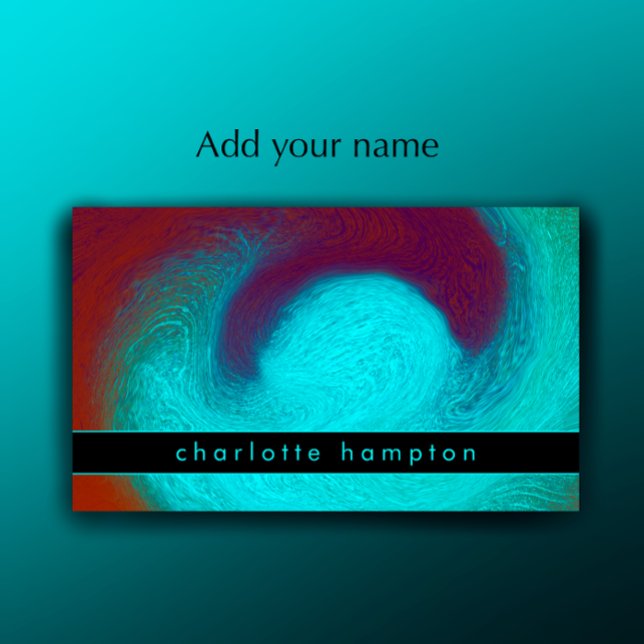 Turquoise Modern Unique Cool Groovy Custom Visitkort (Personalize this business card template. Unique modern turquoise swirl. Custom colorful calling card)