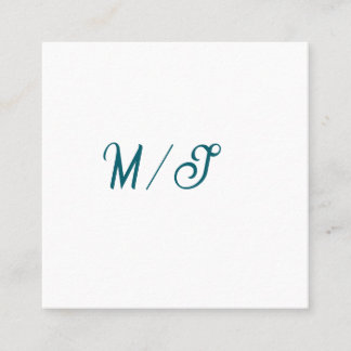 Turquoise monogram wedding couple name simple styl fyrkantigt visitkort
