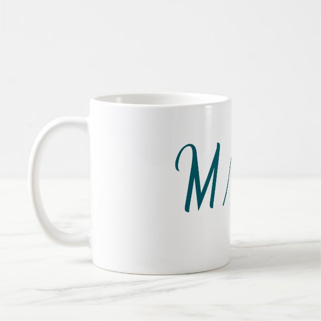 Turquoise monogram wedding couple name simple styl kaffemugg (Vänster)