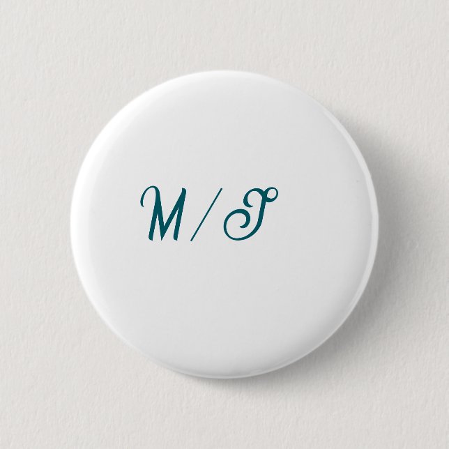 Turquoise monogram wedding couple name simple styl knapp (Framsida)