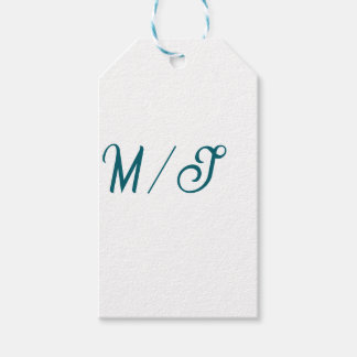 Turquoise monogram wedding couple name simple styl presentetikett