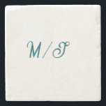 Turquoise monogram wedding couple name simple styl stenunderlägg<br><div class="desc">design</div>