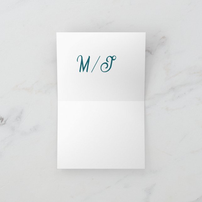 Turquoise monogram wedding couple name simple styl tack kort (Inuti)
