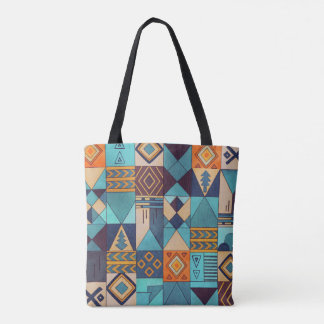 Turquoise & Orange Patchwork Tote Tygkasse