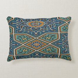 Turquoise Persian Tile Lumbar Pillow – Elegant Tra Prydnadskudde