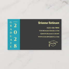 Turquoise Photo Modern Graduation Name Card