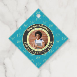 Turquoise Photo Modern Graduation Party Thank You Gåvor Etiketter