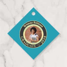 Turquoise Photo Modern Graduation Party Thank You Gåvor Etiketter