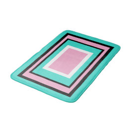Turquoise Pink White Black Geometric Badrumsmatta