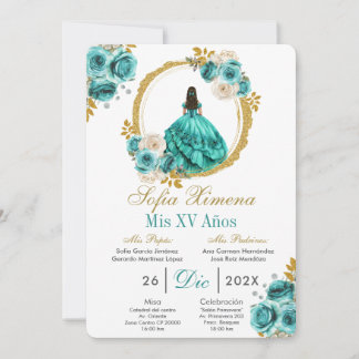 Turquoise Quinceañera Invitation Inbjudningar