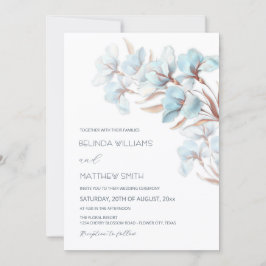 Turquoise Rose Gold Artistic Flowers  Invitation Inbjudningar