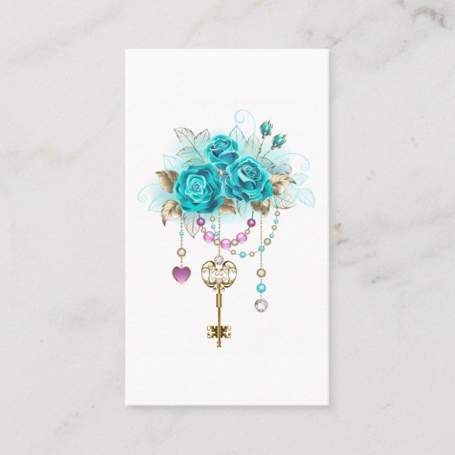 Turquoise Roses with Keys Placeringskort (Framsida)
