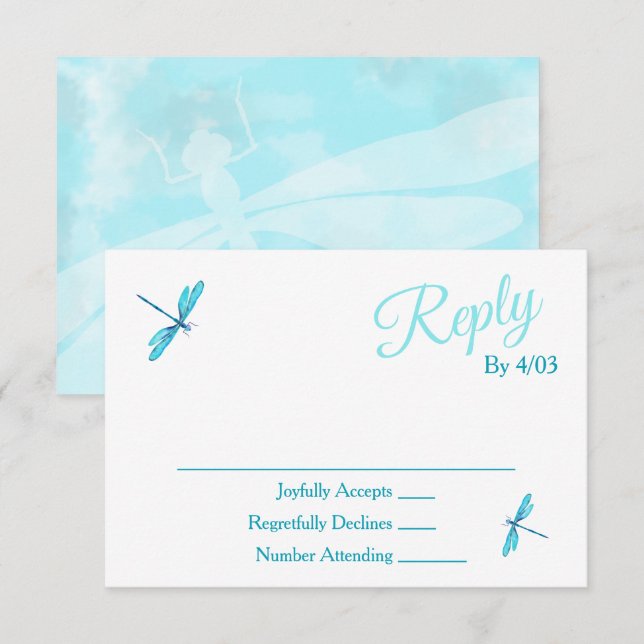 Turquoise RSVP Enclosure Cards Rådkort (Fram/baksida)