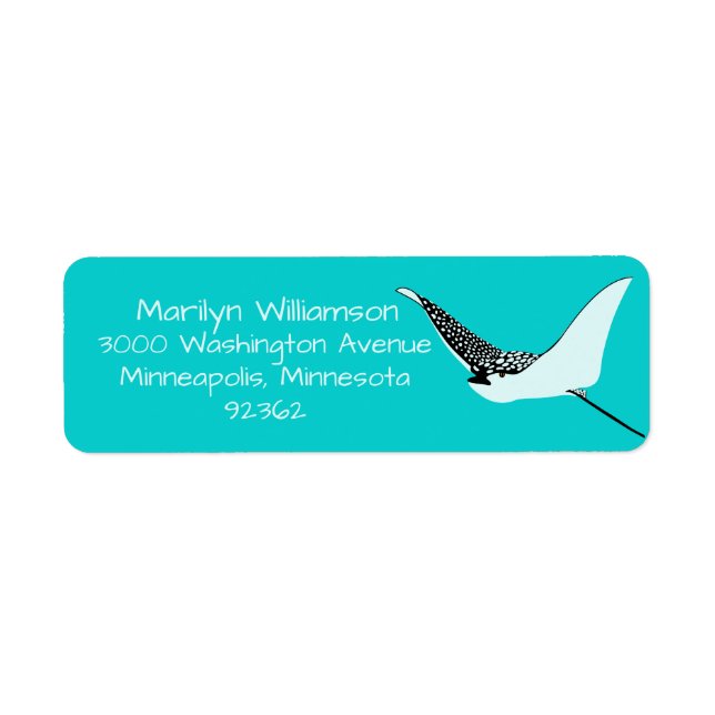 Turquoise Sea Ray Tropical Address Label Returadress Etikett (Framsidan)