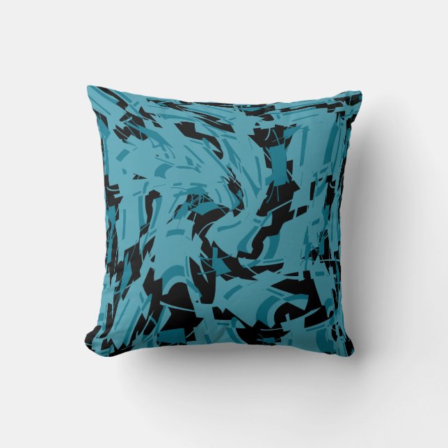 Turquoise Shades with Black Small Shapes Print Kudde (Framsida)