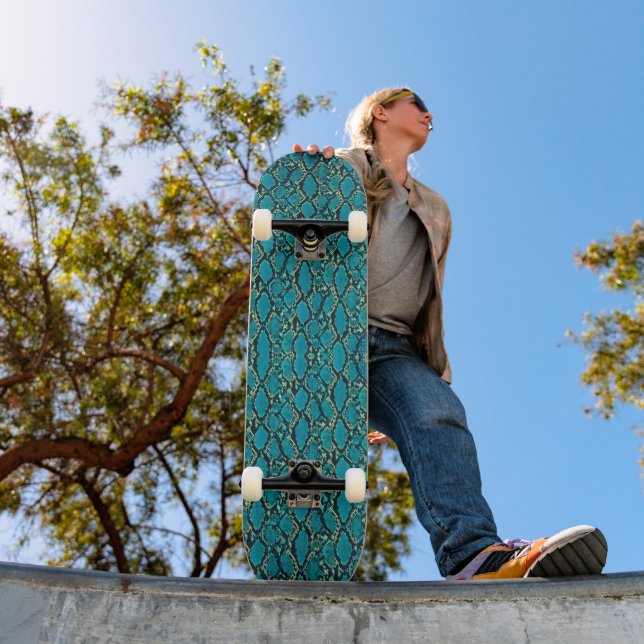 Turquoise Snakeskin Mini Skateboard Bräda 18,5 Cm (Utomhus 1)