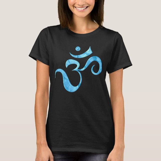 Turquoise Sparkle Om  T Shirt (Framsida)
