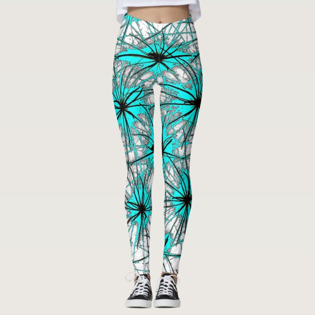 Turquoise Starburst Leggings (Framsida)