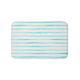 Turquoise Stripes Coastal Bath Mat Badrumsmatta