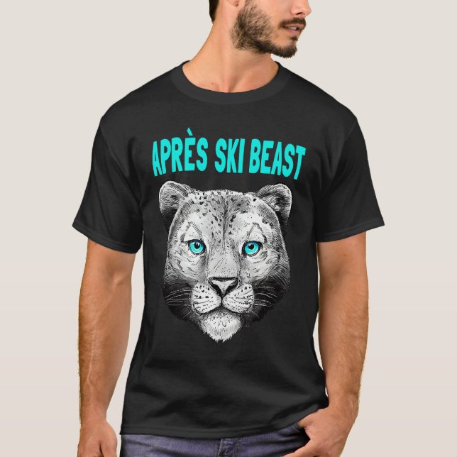 Turquoise Style Apres Ski Snow Leopard T Shirt (Framsida)