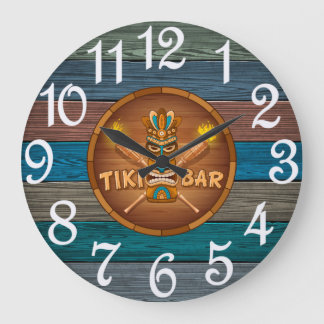 Turquoise Tiki Bar Stor Klocka