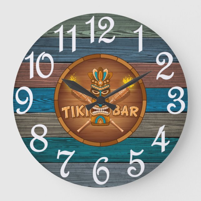 Turquoise Tiki Bar Stor Klocka (Framsida)