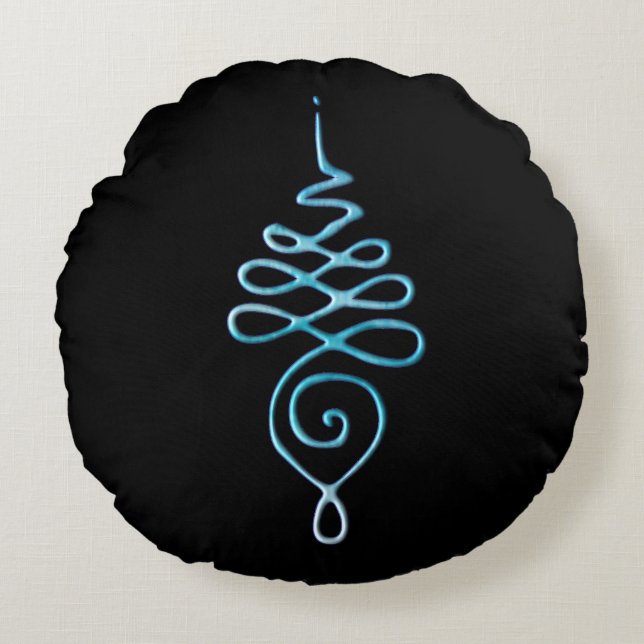 Turquoise Unalome  Rund Kudde (Framsidan)