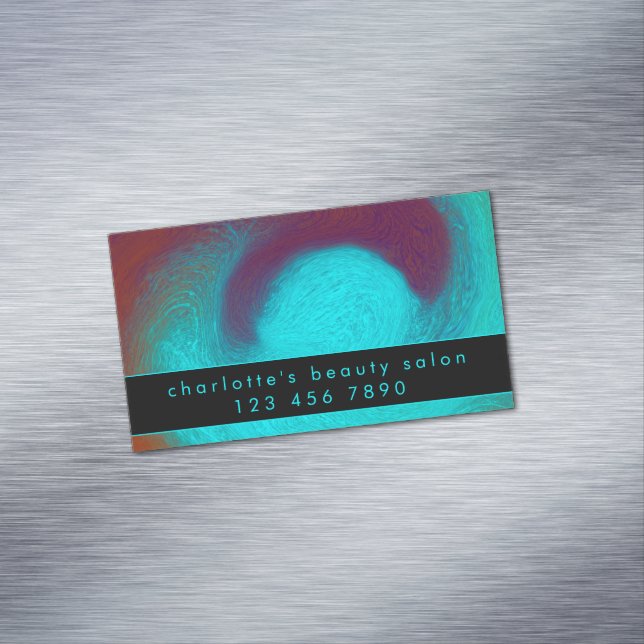 Turquoise Unique Modern Cool Hair Nail Salon Magnetiska Visitkort (In Situ)