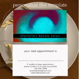 Turquoise Unique Modern Cool Hair Nail Salon Tidsbeställning Kort