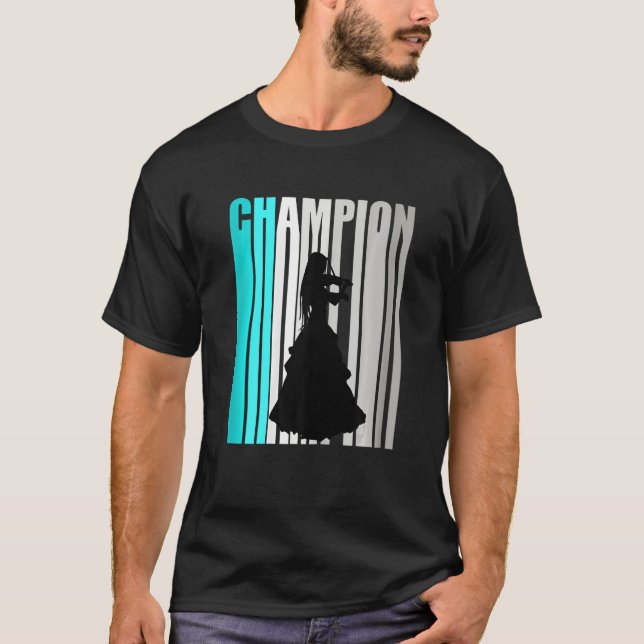 Turquoise Violin Champion Retro Design Orchestra V T Shirt (Framsida)