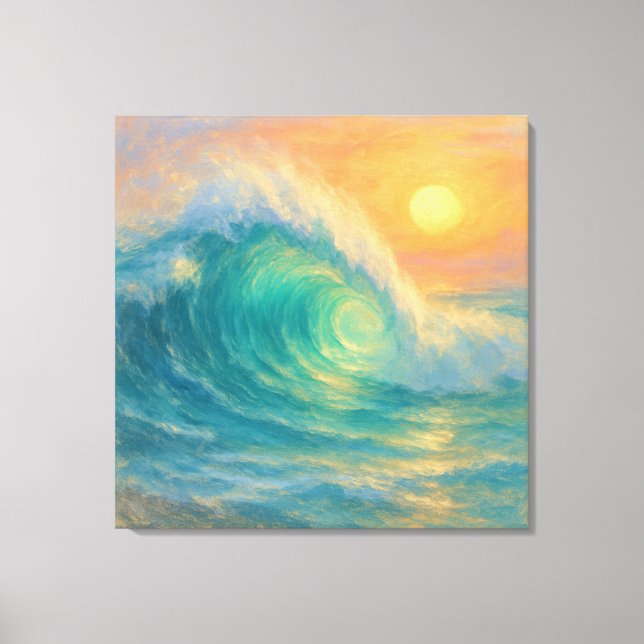 Turquoise Wave - Pastel Painting Style Art Canvastryck (Framsida)