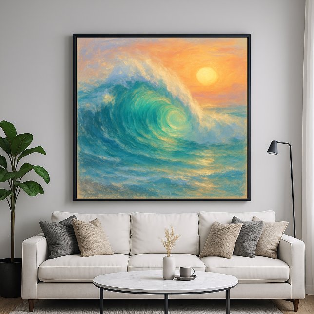 Turquoise Wave - Pastel Painting Style Art Poster (Skapare uppladdad)