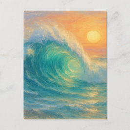 Turquoise Wave - Pastel Painting Style Art Vykort